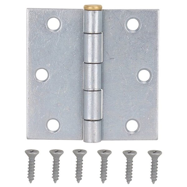 Prosource Square Corner Door Hinge, Steel, Mechanical Galvanized, Loose Pin, 180 deg Range of Motion - 20337MGS-PS