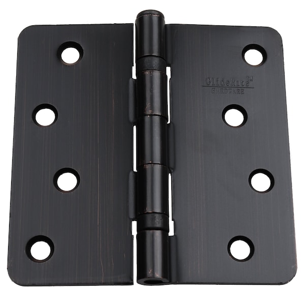 Gliderite Hardware 4 in. Oil Rubbed Bronze Ball Bearing Door Hinge with 1/4 in. Corner Radius - 4014-2BB-ORB - 4014-2BB-ORB-1