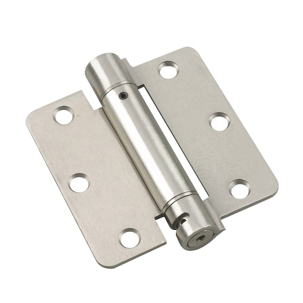 Richelieu 3 12inch 89 mm Full Mortise Adjustable Spring Hinge, Brushed Nickel - 52821NBB1