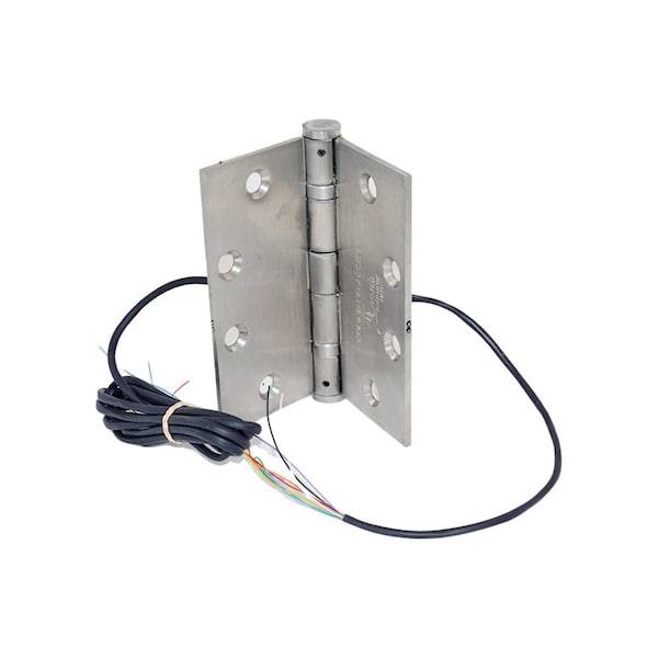 Command Access 4-1/2" x 4-1/2" Electric 8 Wire BB1279 Steel Base Hinge US32D Satin Stainless Steel Finish - ETH8W4545630BB91