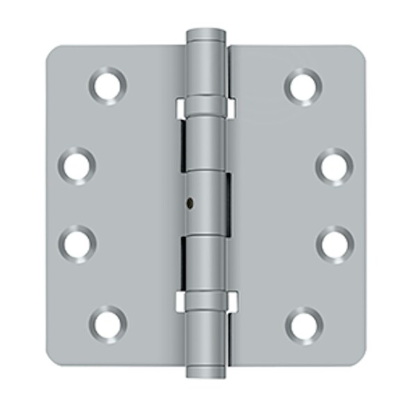 Deltana Pair of 4 x 4 x 1/4 Ball Bearing Radius Hinges with Non Removable Pin; Satin Chrome Finish - DSB4R4NB26D