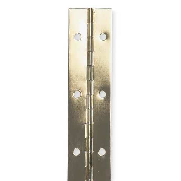 Zoro Select Piano Hinge, Steel, Full Surface Mounting, 3/4 in Leaf W x 72 in Leaf H, Bright Brass - 1CCD7