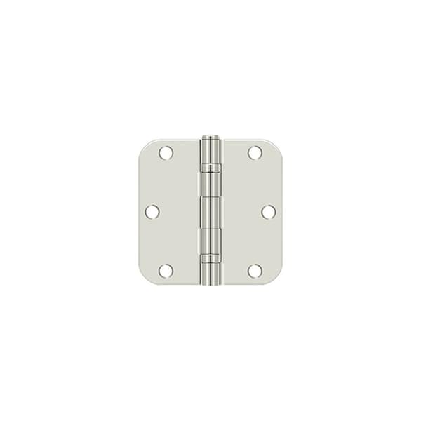 Deltana 3-1/2 x 3-1/2 x 5/8 Radius Hinge; Ball Bearing; Bright Nickel Finish - S35R5BB14