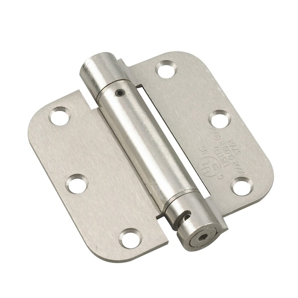 Richelieu 3 12inch 89 mm Full Mortise Adjustable Spring Hinge, Brushed Nickel - 51821NBR