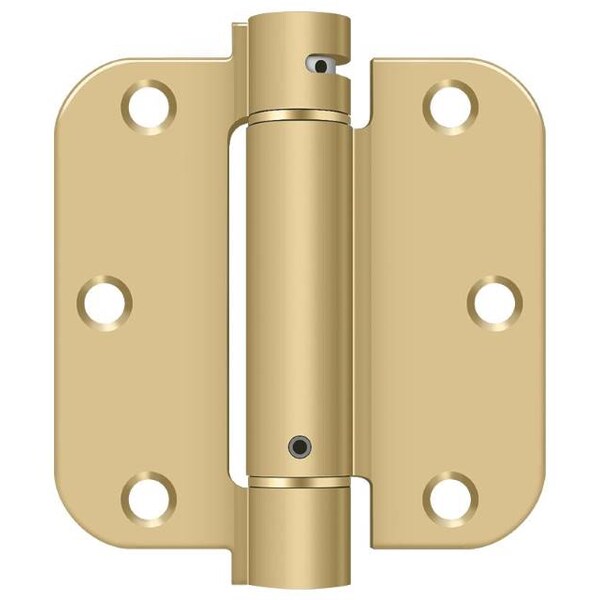 Deltana Satin Brass Spring Hinge, Holes per Leaf: 3 - DSH35R54
