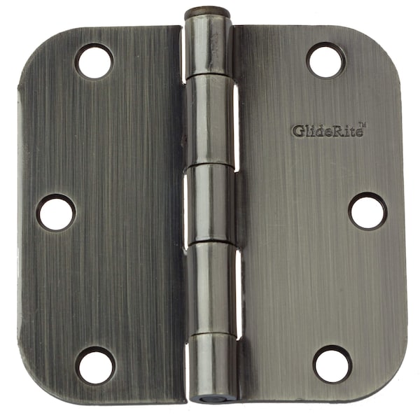 Gliderite Hardware 3-1/2 in. Antique Brass Door Hinge with 5/8 in. Corner Radius - 3558-AB, 12PK - 3558-AB-12