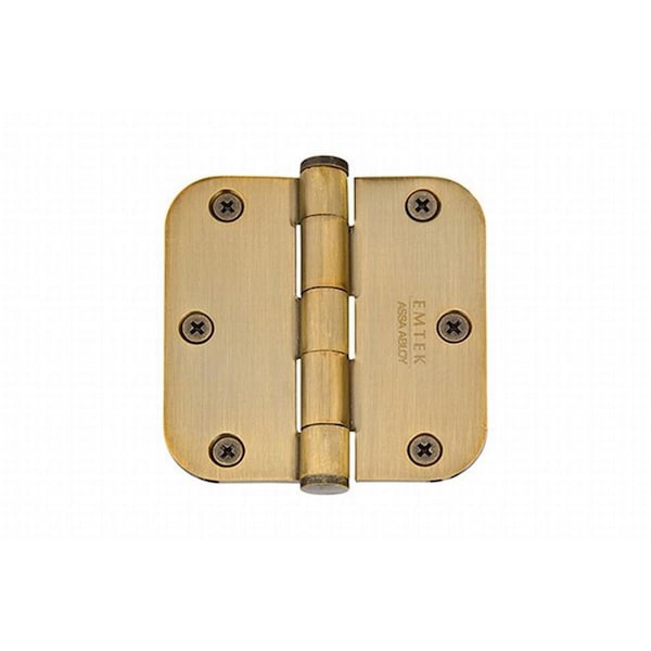 Patioplus 3.5 x 3.5 in. - 0.625 in. Radius Steel Residential Duty Hinges, French Antique Brass - Set of 2 - PA2001709