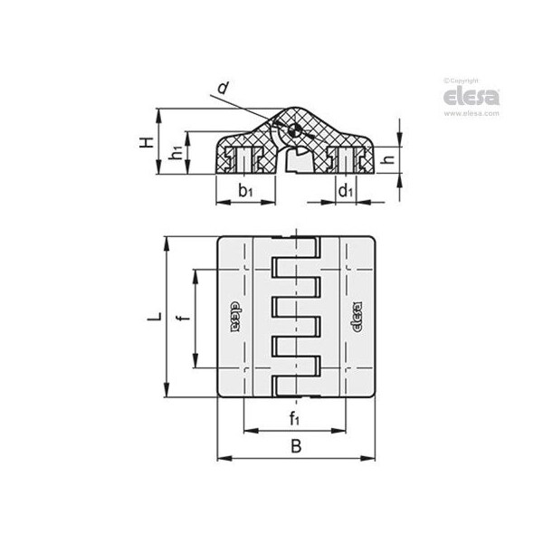Elesa Hinges with detent position at 90 deg, CFA.49-F-B-M6 - CFA-F