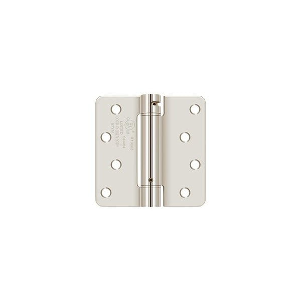 Deltana 4 x 4 x 1/4 Spring Hinge, UL Listed in Polished Nickel - DSH4R414