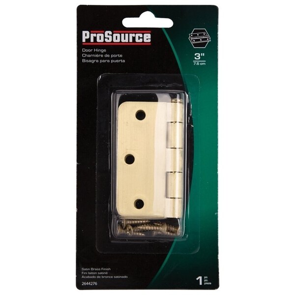 Prosource Door Hinge, Steel, Satin Brass, Loose Pin, 180 deg Range of Motion, Screw Mounting - BH-BR01-PS