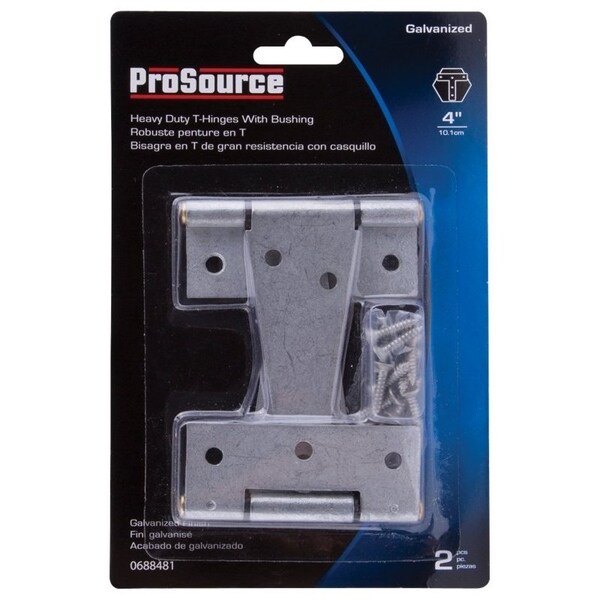 Prosource T-Hinge, Galvanized Steel, Galvanized Brass Pin, Fixed Pin, 180 deg Range of Motion, 46 Pair lb - HTH-G04-C2PS