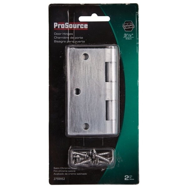 Prosource Square Corner Door Hinge, Steel, Satin Chrome, Loose Pin, 180 deg Range of Motion - BH-202SC-PS