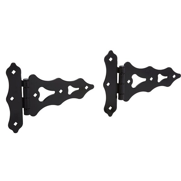 National Hardware Ornamental T-Hinge, Steel, Black, Screw Mounting - N109-032