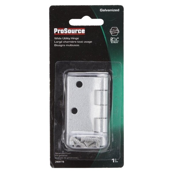 Prosource Utility Hinge, Steel, Zinc, Removable Pin, 180 deg Range of Motion, Full Mortise Mounting - LR-043-PS