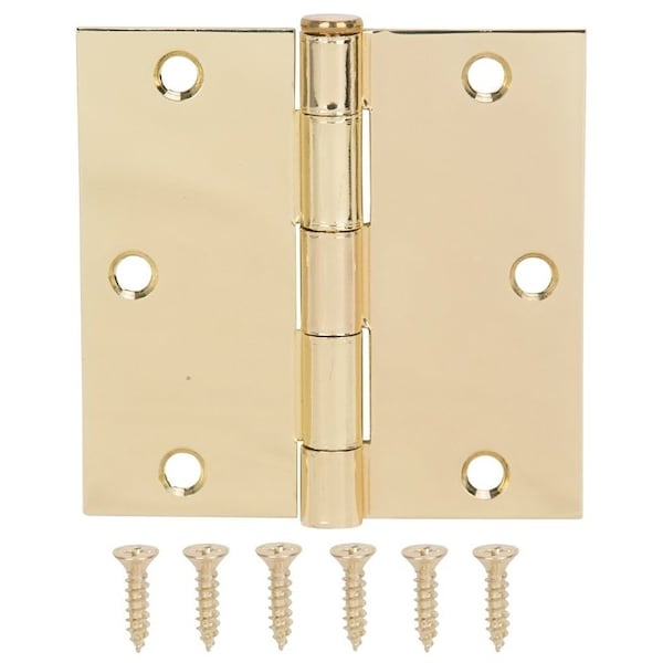 Prosource Square Corner Door Hinge, Steel, Polished Brass, Loose Pin, 180 deg Range of Motion - 20338BBX