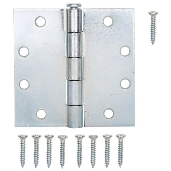 Prosource Utility Hinge, Steel, Zinc, Removable Pin, 180 deg Range of Motion, Full Mortise Mounting - LR-064-PS