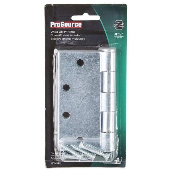 Prosource Utility Hinge, Steel, Zinc, Removable Pin, 180 deg Range of Motion, Full Mortise Mounting - LR-064-PS