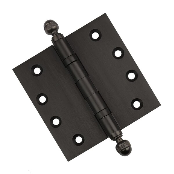 Embassy 4 x 4 Solid Brass Ball Bearing Hinge, Oil Rubbed Bronze Finish Acorn Tips - 4040BBUS10BA-1