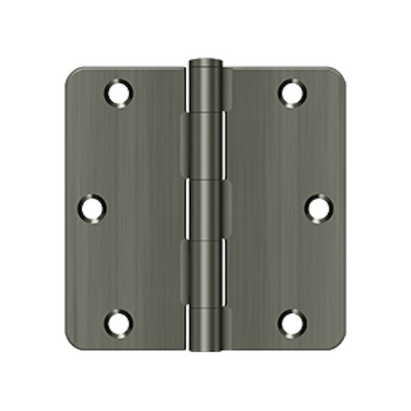 Deltana 3-1/2 x 3-1/2 x 1/4 Radius Hinge Non Removable Pin; Antique Nickel Finish - S35R4N15A