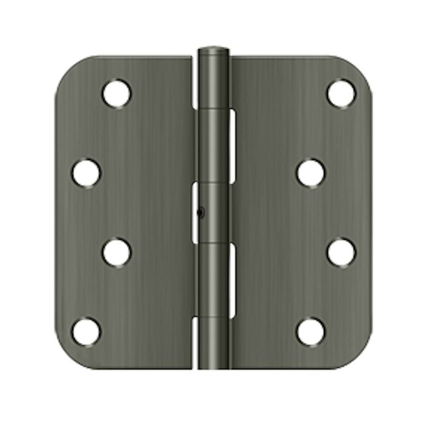 Deltana 4 x 4 x 5/8 Radius Hinge; Non Removable Pin Antique Nickel Finish - S44R5N15A