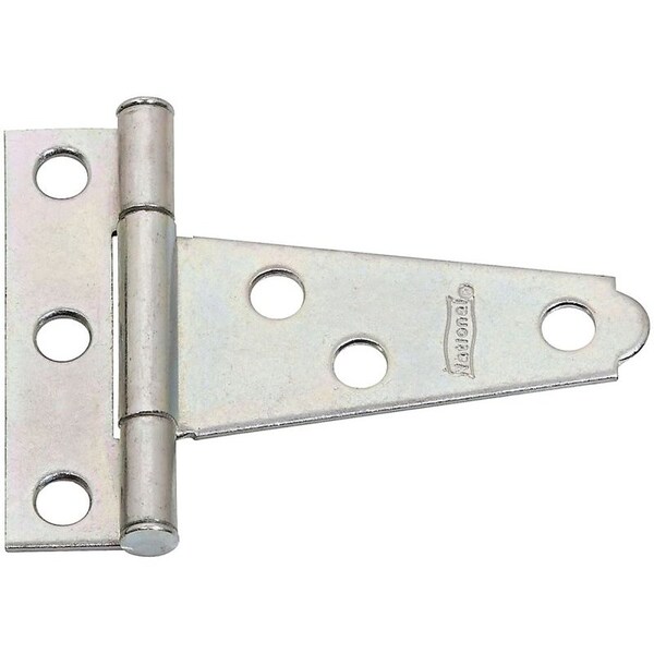 National Hardware T-Hinge, 1.81 in W Frame Leaf, 0.54 in H Frame Leaf, Steel, Zinc, Tight Pin, 18 lb - N128-421
