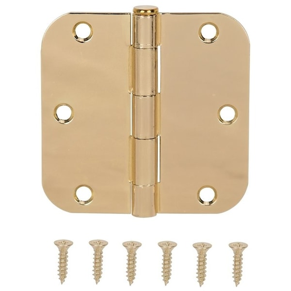 Prosource Door Hinge, Steel, Bright Brass, Loose Pin, 180 deg Range of Motion, Screw Mounting - BH-102PB-PS