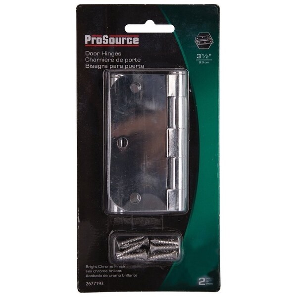 Prosource Door Hinge, Steel, Chrome, Loose Pin, 180 deg Range of Motion, Screw Mounting - BH-102CH-PS