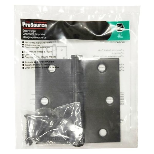 Prosource Square Corner Door Hinge, Steel, Oil-Rubbed Bronze, Loose Pin, 180 deg Range of Motion - LR-706-PS