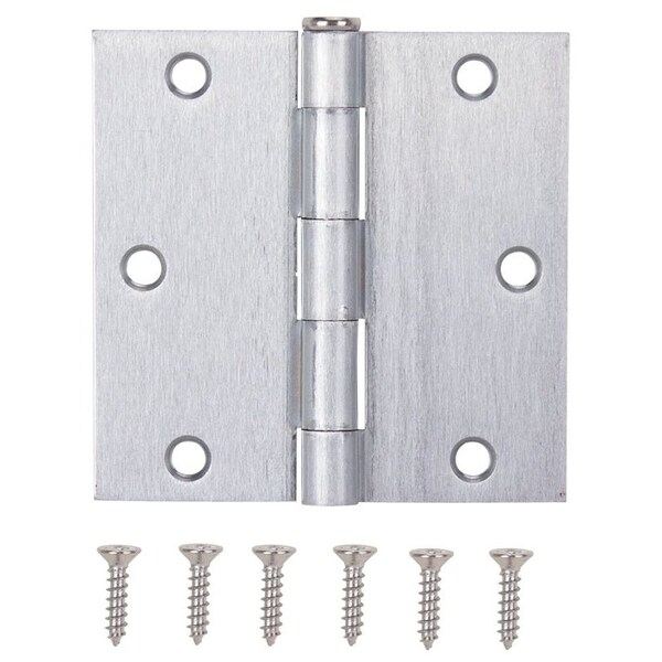 Prosource Square Corner Door Hinge, Steel, Satin Chrome, Loose Pin, 180 deg Range of Motion - 20338SCX