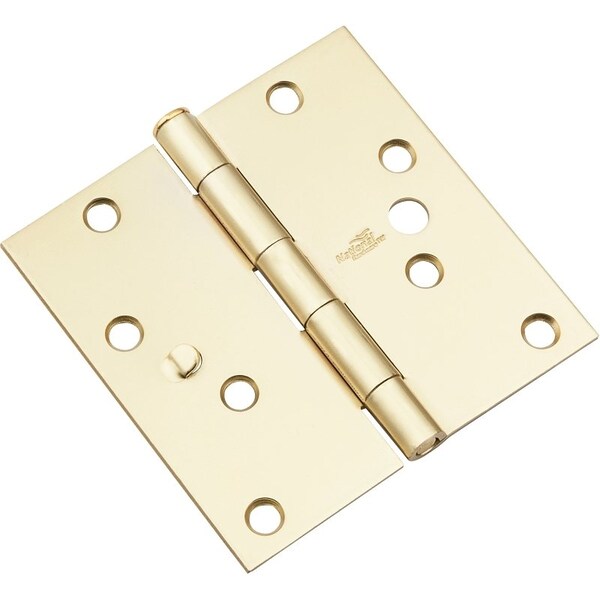 National Hardware Door Hinge, Steel, Satin Brass, Flush, Removable Pin, Full-Mortise Mounting, 55 lb - N830-403