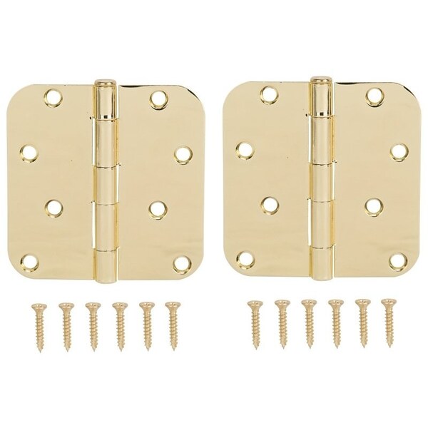 Prosource Door Hinge, Steel, Bright Brass, Loose Pin, 180 deg Range of Motion, Screw Mounting - BH-402PB-PS