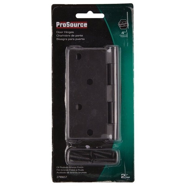 Prosource Square Corner Door Hinge, Steel, Oil-Rubbed Bronze, Loose Pin, 180 deg Range of Motion - BH-502ORB-PS