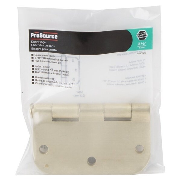 Prosource Door Hinge, Steel, Satin Brass, Loose Pin, 180 deg Range of Motion, Screw Mounting - 20347US4