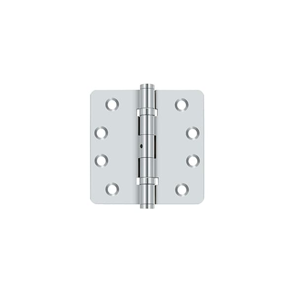 Deltana Pair of 4 x 4 x 1/4 Ball Bearing Radius Hinges with Non Removable Pin; Bright Chrome Finish - DSB4R4NB26