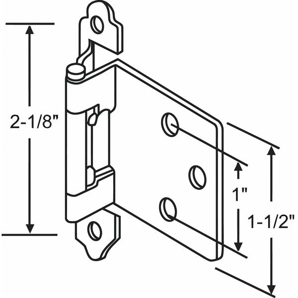 Zoro Select Butt Hinge, Steel, Full Surface Mounting, 2 1/8 in Leaf W x 2 1/8 in Leaf H, Unfinished - 900-8910AB