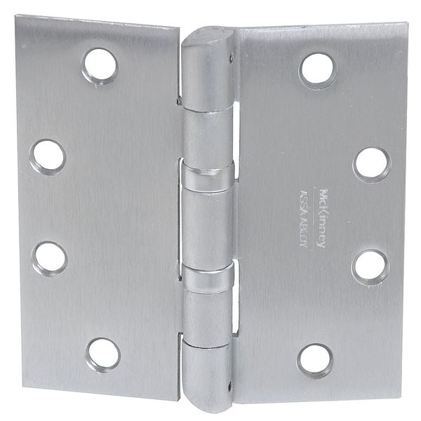 Mckinney Door and Butt Hinge, Steel, Full Mortise Mounting, 1 15/16 in Leaf W x 4 1/2 in Leaf H, Dull Chrome - HTA2714 4 1/2 X 4 1/2