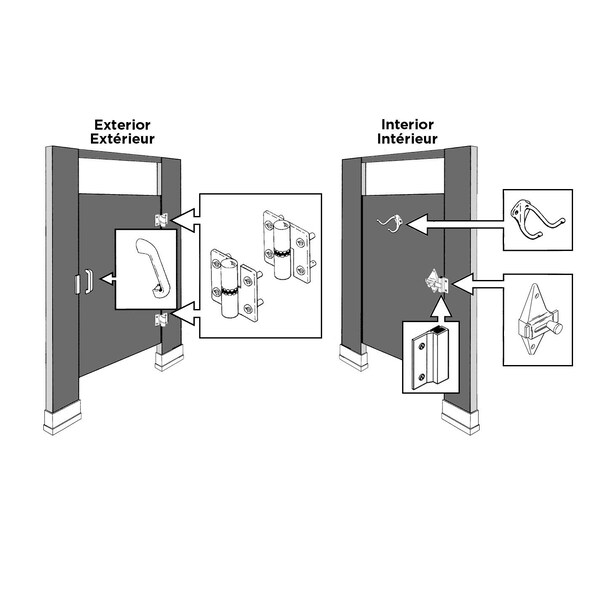 Richelieu Surface Hinge Hardware Kit for Outswing Door of 34inch 19 mm Thickness, Right - 204800140