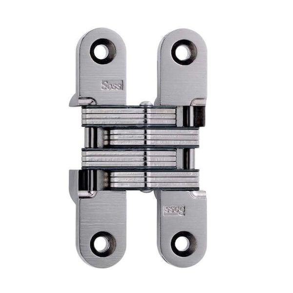 Universal Industrial Soss 3/4in x 3-3/4in Medium Duty Invisible Hinge for 1-1/8in Doors Satin Nickel Finish - 212US15