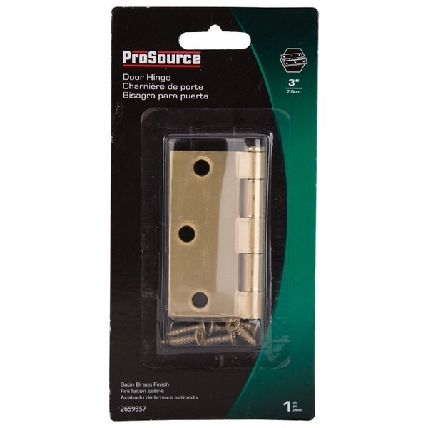 Prosource Square Corner Door Hinge, Steel, Satin Brass, Loose Pin, 180 deg Range of Motion - BH-BS03-PS