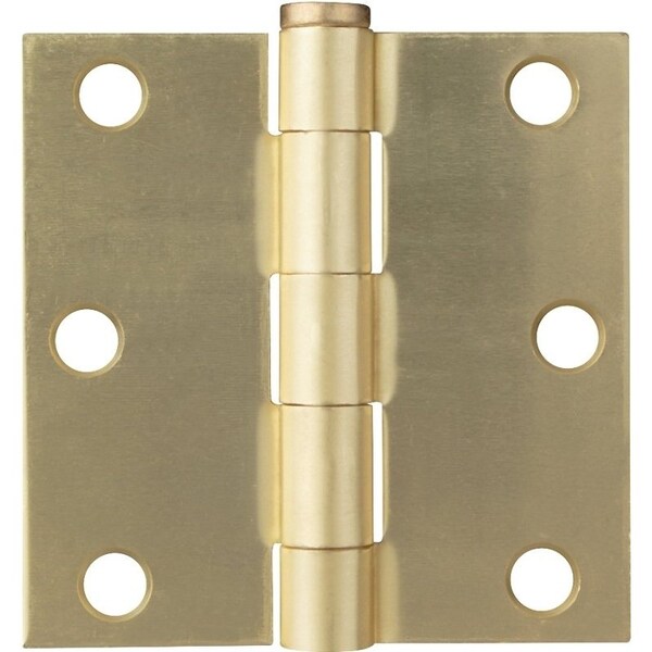 Prosource Square Corner Door Hinge, Steel, Satin Brass, Loose Pin, 180 deg Range of Motion - BH-BS03-PS