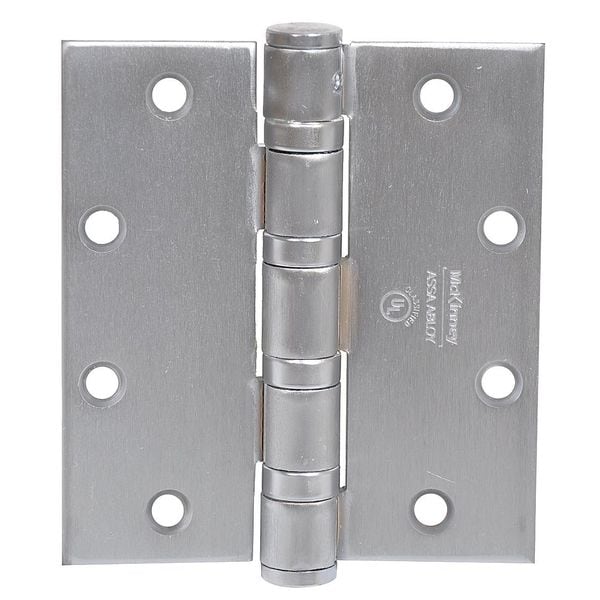 Mckinney Door and Butt Hinge, Steel, Full Mortise Mounting, 2 1/4 in Leaf W x 5 in Leaf H, Dull Chrome - T4A3786 BB NRP 5" X 4 1/2