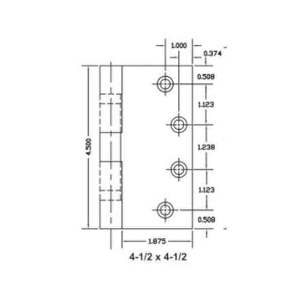 Townsteel TownSteel: Hinge, Steel, Std Weight 4.5x4.5-USP - TNS-TH179-45X45-USP