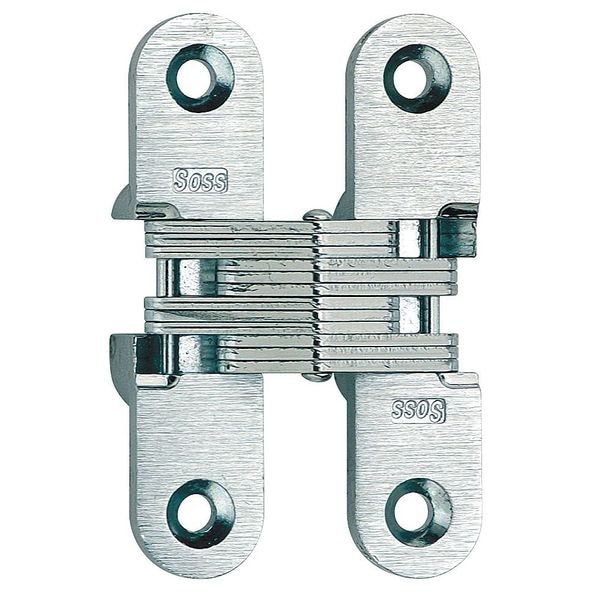 Soss Concealed Hinge, Zamac/Steel, Full Mortise Mounting, 5/8 in Leaf W x 2 3/4 in Leaf H, Satin Chrome - 208US26DPB