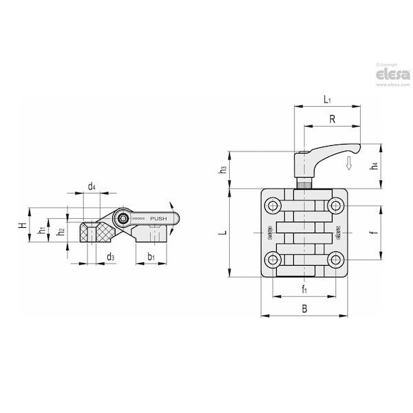 Elesa Hinges with friction brake, CFA.65-ERS-SH-6 - CFA-ERS