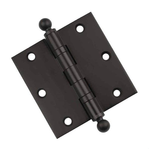 Embassy 3-1/2 x 3-1/2 Solid Brass Hinge, Oil Rubbed Bronze Finish with Ball Tips - 3535BBUS10BB-1
