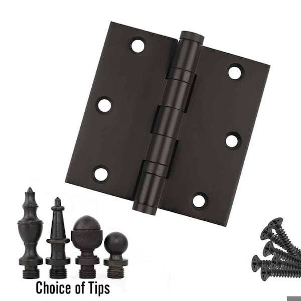 Embassy 3-1/2 x 3-1/2 Solid Brass Hinge, Oil Rubbed Bronze Finish with Ball Tips - 3535BBUS10BB-1
