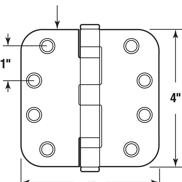 Prime-Line Door Hinge Commercial Smooth Pivot, 4 in. x 4 in. with 5/8 in. Radius Corners, Satin Nickel 3 Pack - U 1157053