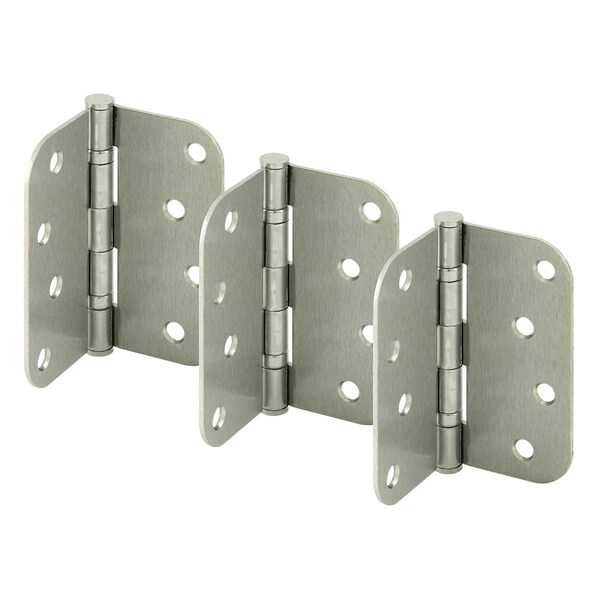 Prime-Line Door Hinge Commercial Smooth Pivot, 4 in. x 4 in. with 5/8 in. Radius Corners, Satin Nickel 3 Pack - U 1157053