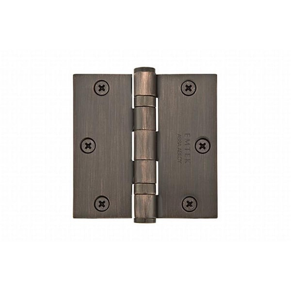Patioplus 3.5 x 3.5 in. Square Solid Brass Heavy Duty Ball Bearing Hinges, Oil Rubbed Bronze, Set of 2 - PA1647298