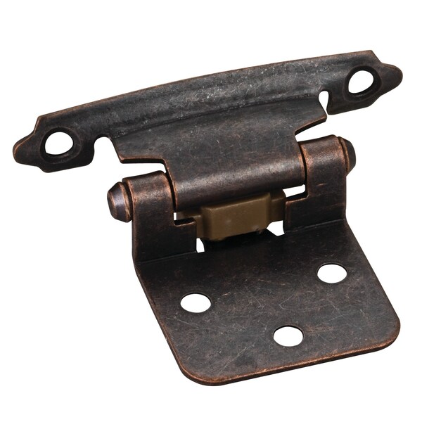Hardware Resources Traditional 1/2In. Overlay Hinge W/ Screws - Dark Brushed Antique Copper - P5011DBAC-R